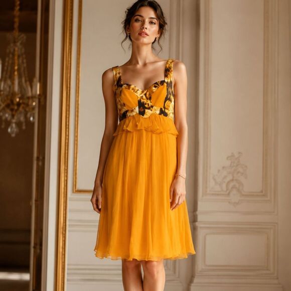 Carolina Herrera Dresses & Skirts - RUNWAY. Carolina Herrera Knee-Length Dress Size: 6 mustard yellow